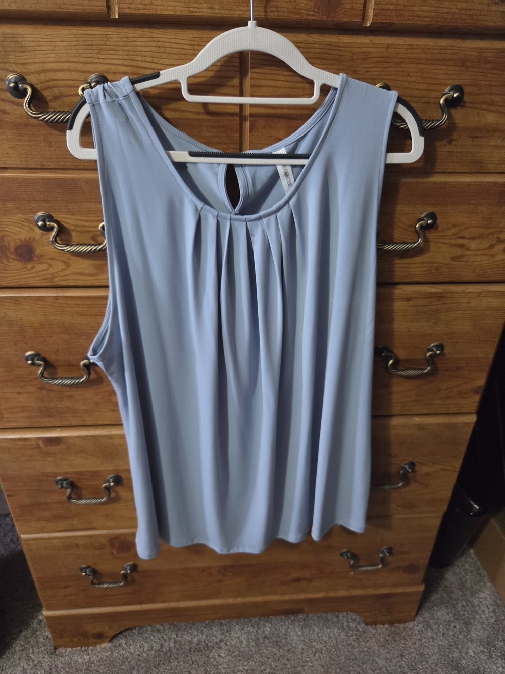 Zenana Outfitters Light Blue Pleated Sleeveless Camisole